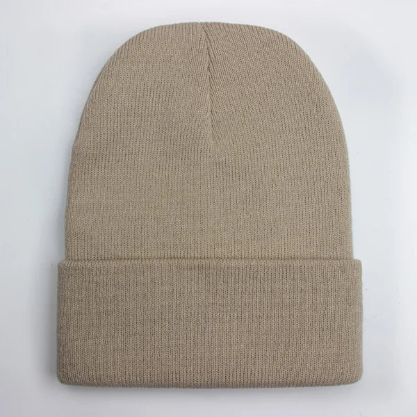 Solid Unisex Beanie Autumn Winter Wool Blends Soft Warm Knitted Cap