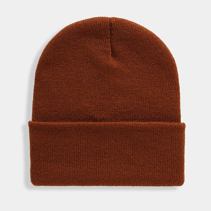 Solid Unisex Beanie Autumn Winter Wool Blends Soft Warm Knitted Cap
