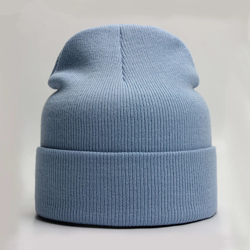 Solid Unisex Beanie Autumn Winter Wool Blends Soft Warm Knitted Cap