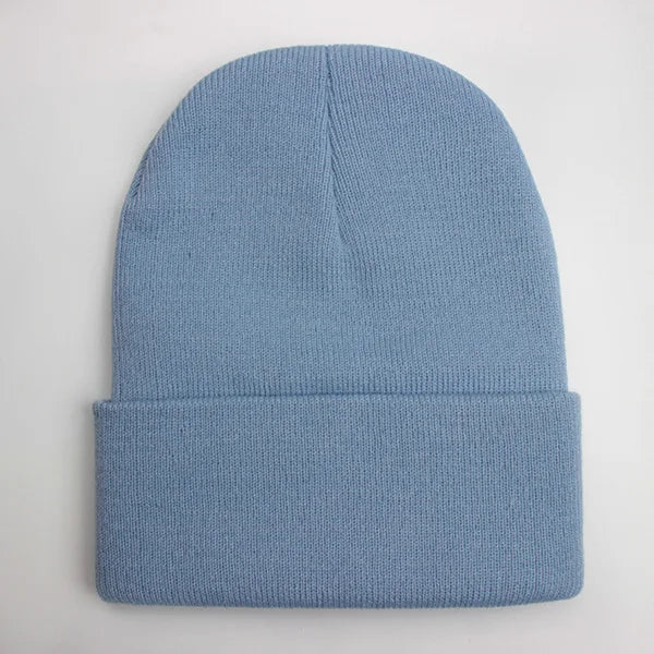 Solid Unisex Beanie Autumn Winter Wool Blends Soft Warm Knitted Cap
