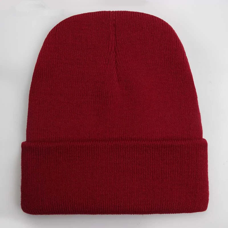 Solid Unisex Beanie Autumn Winter Wool Blends Soft Warm Knitted Cap