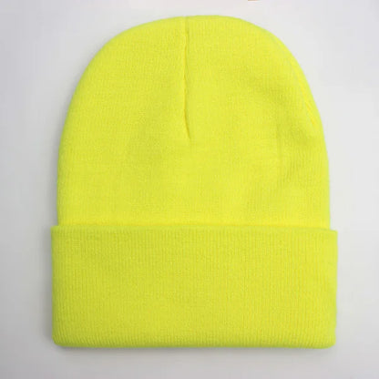 Solid Unisex Beanie Autumn Winter Wool Blends Soft Warm Knitted Cap 