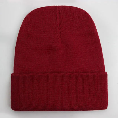 Solid Unisex Beanie Autumn Winter Wool Blends Soft Warm Knitted Cap 