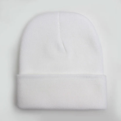 Solid Unisex Beanie Autumn Winter Wool Blends Soft Warm Knitted Cap 