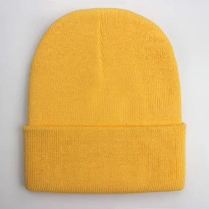 Solid Unisex Beanie Autumn Winter Wool Blends Soft Warm Knitted Cap 