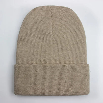 Solid Unisex Beanie Autumn Winter Wool Blends Soft Warm Knitted Cap 
