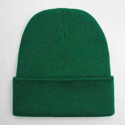 Solid Unisex Beanie Autumn Winter Wool Blends Soft Warm Knitted Cap 