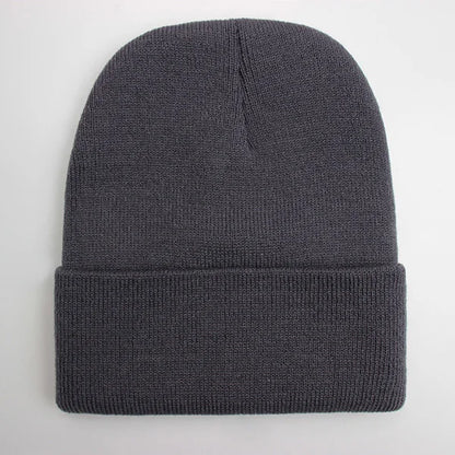 Solid Unisex Beanie Autumn Winter Wool Blends Soft Warm Knitted Cap 