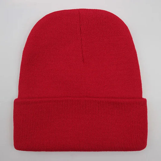 Solid Unisex Beanie Autumn Winter Wool Blends Soft Warm Knitted Cap 