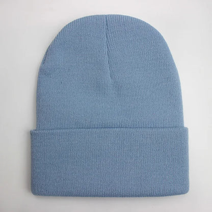 Solid Unisex Beanie Autumn Winter Wool Blends Soft Warm Knitted Cap 